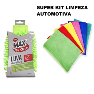KIT Limpeza Automotiva Luva Microfibra + Panos Microfibra em Oferta na Shopee
