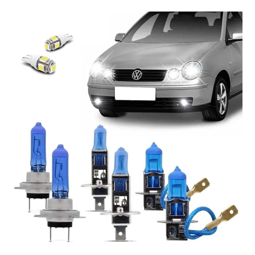 Kit Lampadas Super Brancas Vw Polo 2002 2003 2004 2005 2006