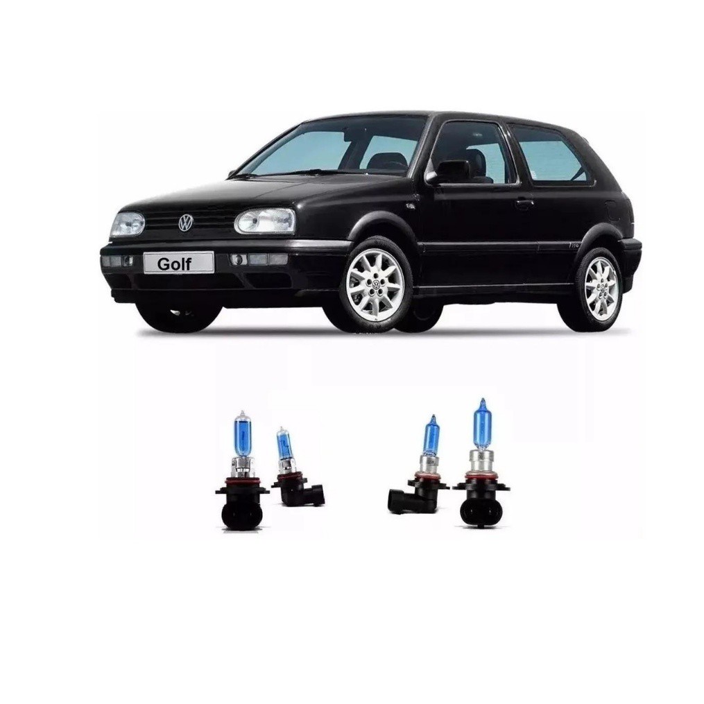 Kit Lâmpadas Super Branca Farol Alto Hb3 Baixo Hb4 Golf Mexicano 1995 1996 1997 1998