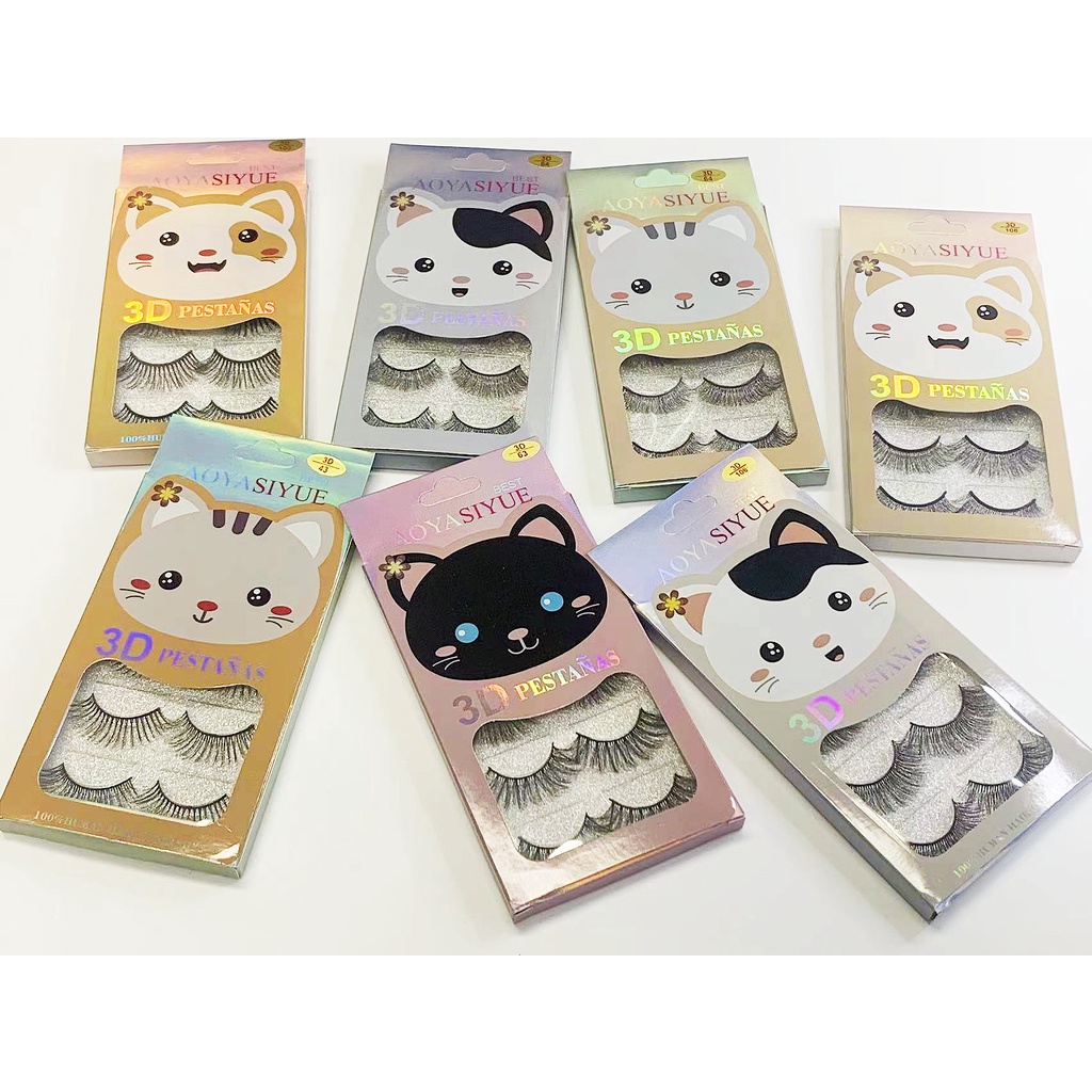 5 Pares de Cílios Postiços  3d Feitos à Mão Natural 5 Pairs 3d da aoyoasiyue gatinha-----  Cola Eye Cílios Postiços---CANETA DELINEADORA COM COLA E MAGNETICA HELLO MINI-