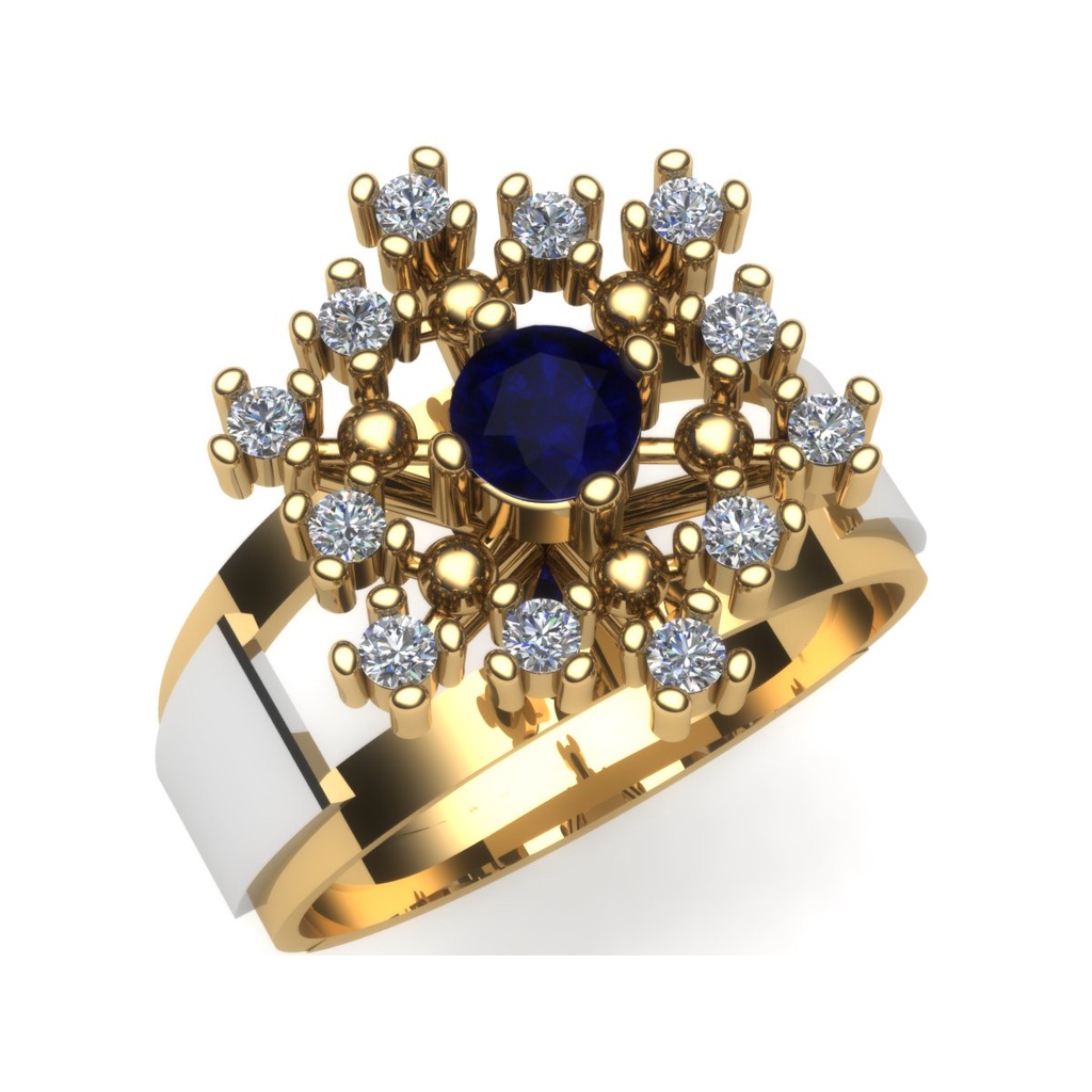 Anel De Formatura psicologia  safira E Diamantes Ouro 18k