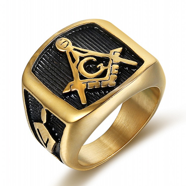 Anel Masculino De Aço Titânio Com Maçônico Tamanho 7-15 em Oferta na Shopee
