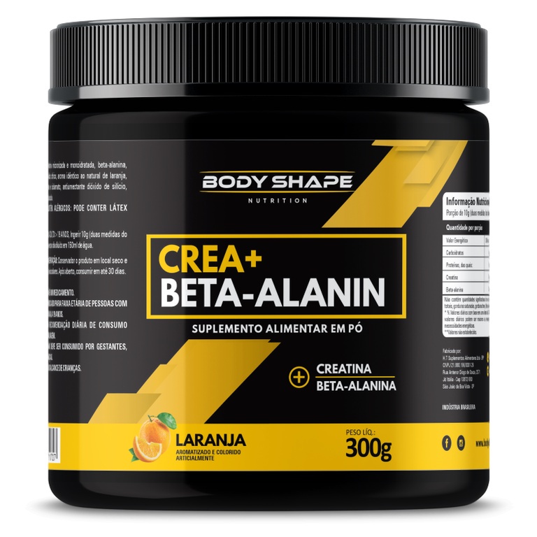 Creatina + Beta Alanina 300g Sabor Laranja Body Shape Nutrition ...