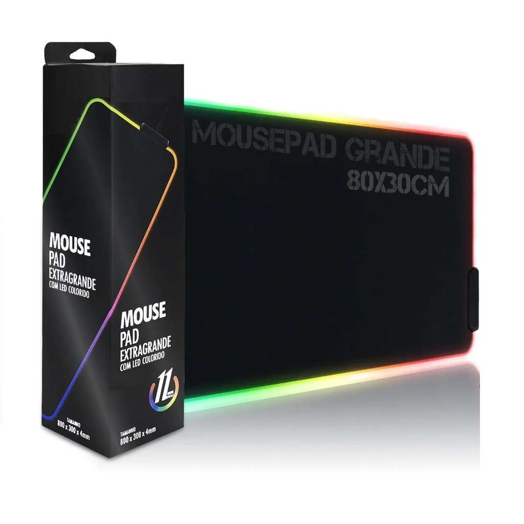 Mousepad Gamer Cores Led Rgb Grande Iluminado Usb Mouse Pad 80x30cm ...