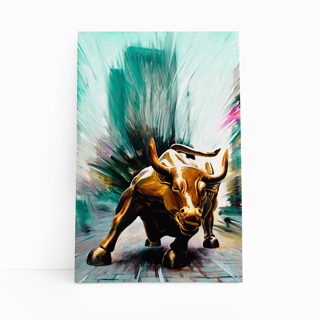 Touro Wall Street Mercado Financeiro Quadro Decorativo