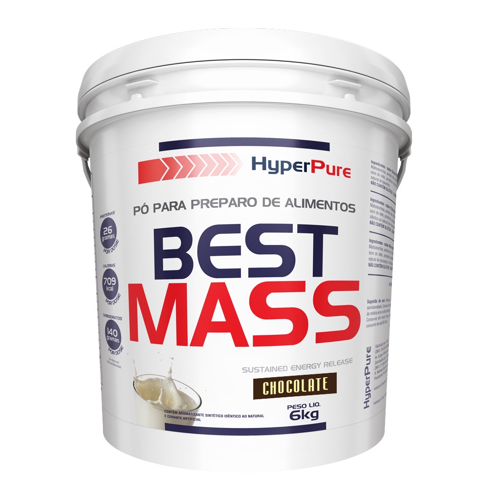 Suplemento Hipercalórico BEST MASS 72k Pote 6kg - HyperPure Suplemento em pó para aumento de massa muscular