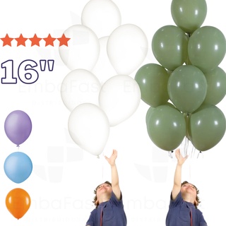 Balão Bexiga Liso N°16 Grande Decoração Festa C/ 10 un Cores Profissional Verde Oliva Eucalipto Transparente Cristal