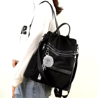 Mochila Escolar Feminina Antifurto Bolsa Impermeável Com Chaveiro PomPom Fashion Casual Universitária