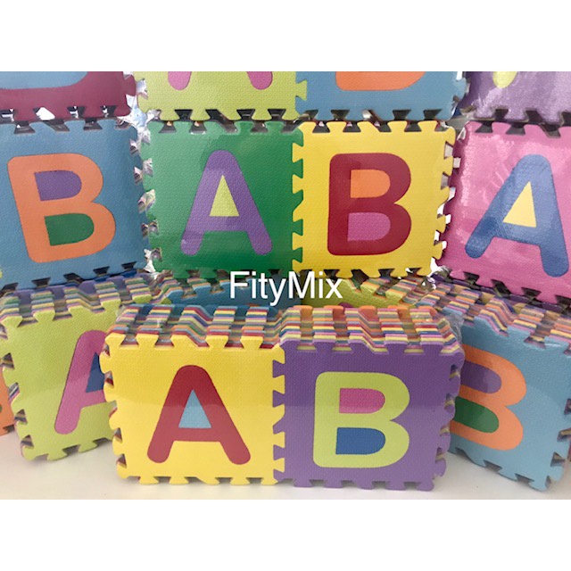 Alfanumerico 36 Peças - 30cm x 30cm x 8mm  - Tatame Infantil Eva - Colchonete EVA - Quarto bebê - Brinquedoteca.