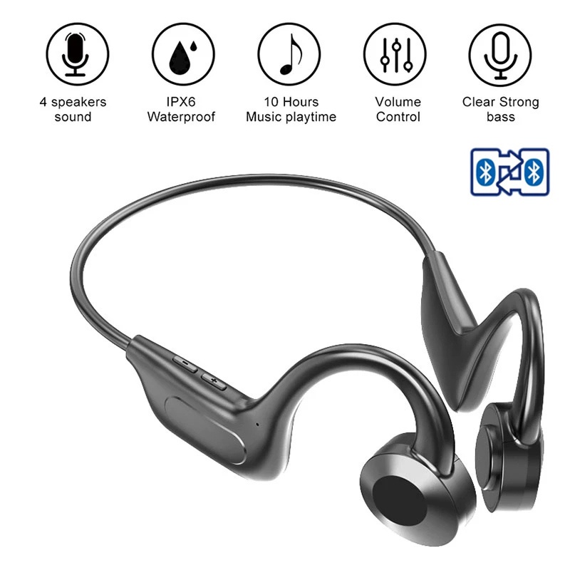 VG02 TWS Osso Condução Sem Fio Fone De Ouvido Bluetooth Suporte Cartão TF Música Mãos Livres Compatível Com Corrida Esportes Impermeável Jogos Redução De Ruído