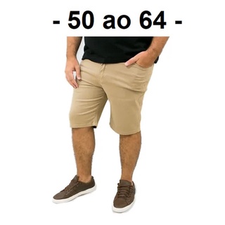 Bermuda Sarja Com Lycra Masculina Plus Size Tamanho Grande Algodão Com elastano - Cores : Preta / Branca / Creme / Vinho / Verde / Caramelo
