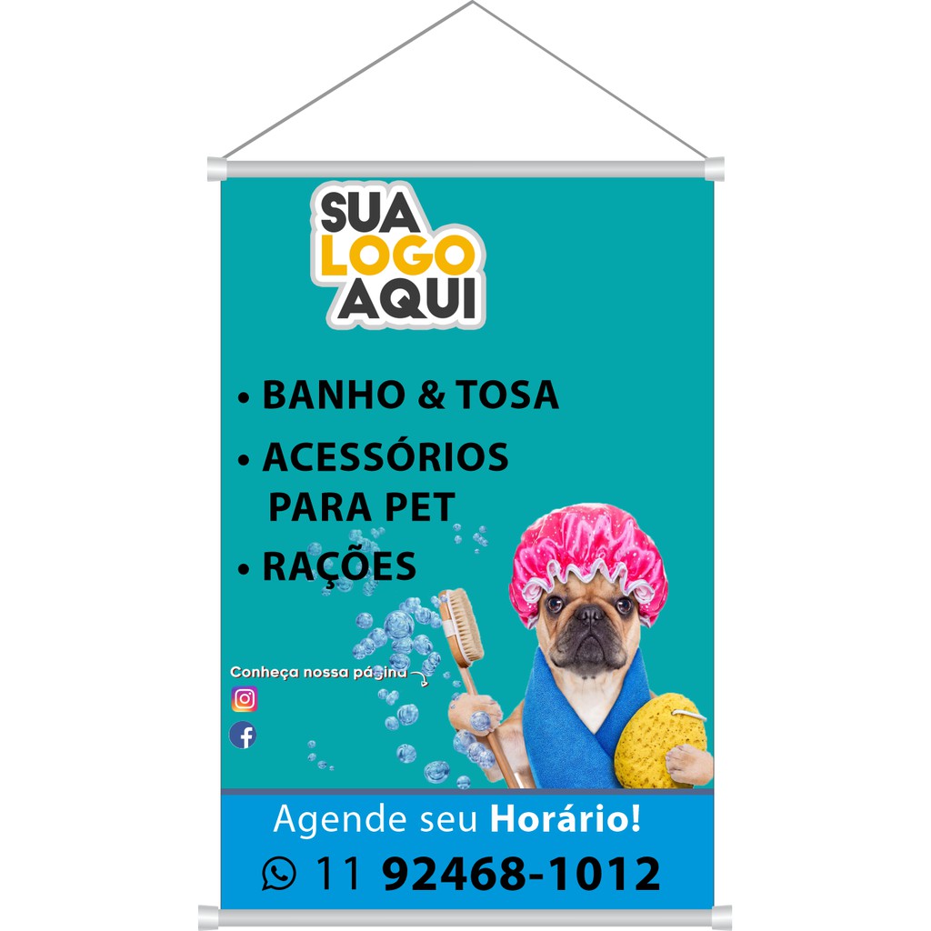 Banner Pet Shop Personalizado Veterinário Banho e Tosa Pet Hotelzinho anúncio propaganda cartaz acessórios para pet