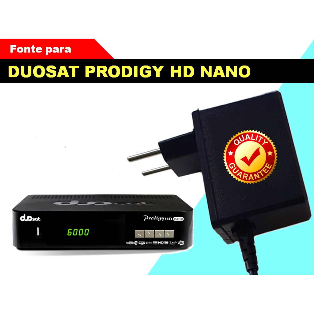 Fonte para receptor Duosat Prodigy HD Nano! 100% segura! Não queima! Envio imediato!