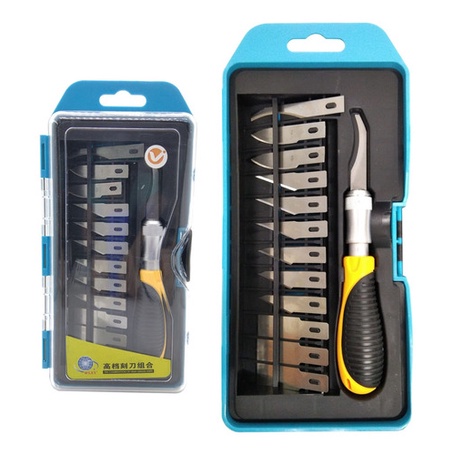 Kit Estilete De Precisão Cortador Manual Com 13 Laminas Corte Couro em Oferta na Shopee