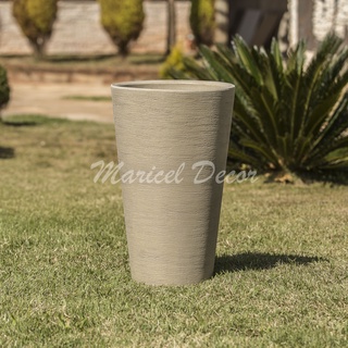 Vaso para Plantas Grande 50x34cm em Polietileno Coluna Redonda Cone Decorativo Luxo Escovado