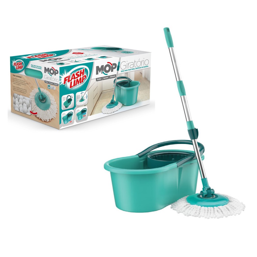 Mop Esfregão Giratorio Limpeza chão original Flash Limp em Oferta na Shopee