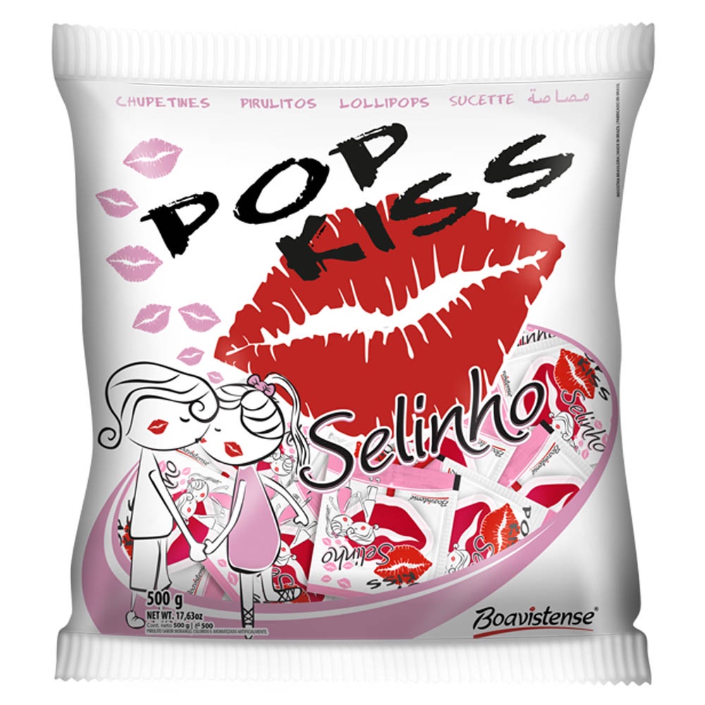 Pirulito Pop Kiss Selinho 500g - Boavistense