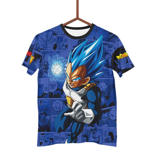 Blusa Camisa Camiseta Anime Dragon Ball Z Super Vegeta l Super Saiyajin Ultra Blue Mangá  G2433
