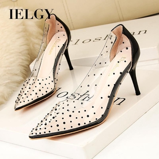 IELGY Sandálias De Salto Alto Simples Apontou Strass Ielgy Transparente 7cm Salto Fino Sapatos Femininos