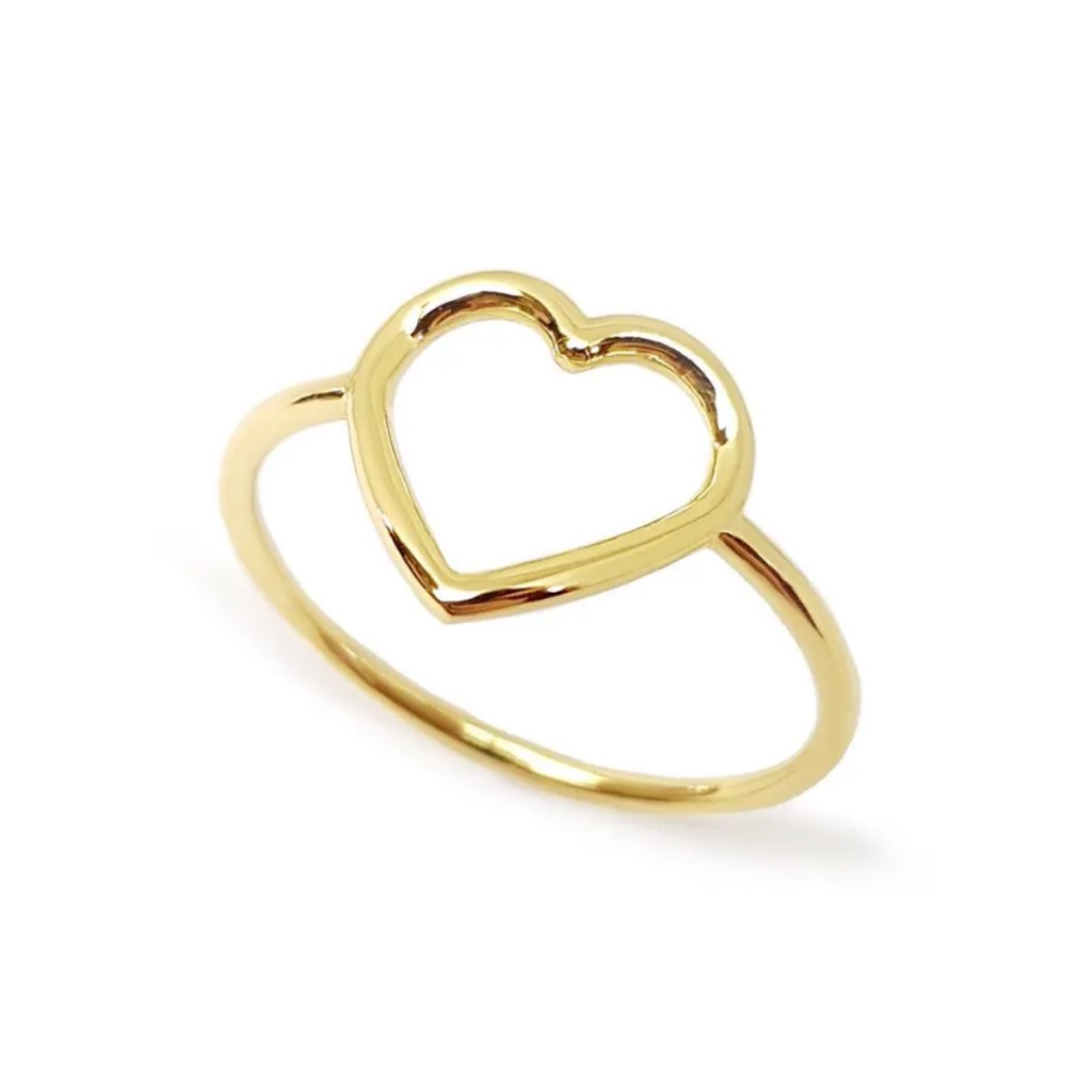 Anel de Coração Vazado Banhado a Ouro 18K - Semi Joia de Luxo em Oferta na Shopee