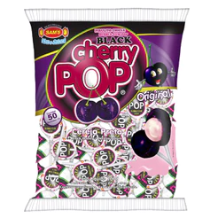 Pirulito Cherry Pop Black Recheio Chiclete c/50 - Sams