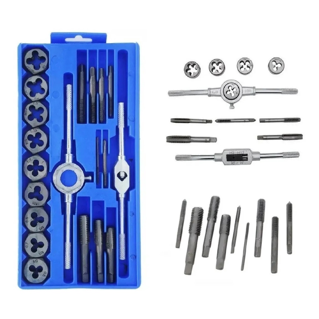 Kit Jogo Macho Tarraxa Cossinete 20 peças Rosca Interna Externa