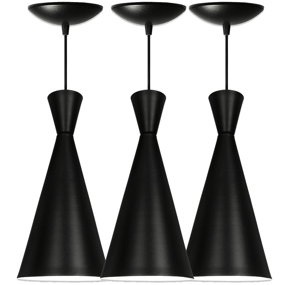 Kit 3 Luminária Pendente De Teto Quarto Sala Cozinha Cone Lustre Moderna Alumínio Não Enferruja em Oferta na Shopee
