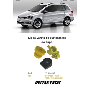 Kit de Sustentação da Vareta do Capô  Volkswagen Cross Fox (2004 até 2020)  Fox (2004 até 2020)