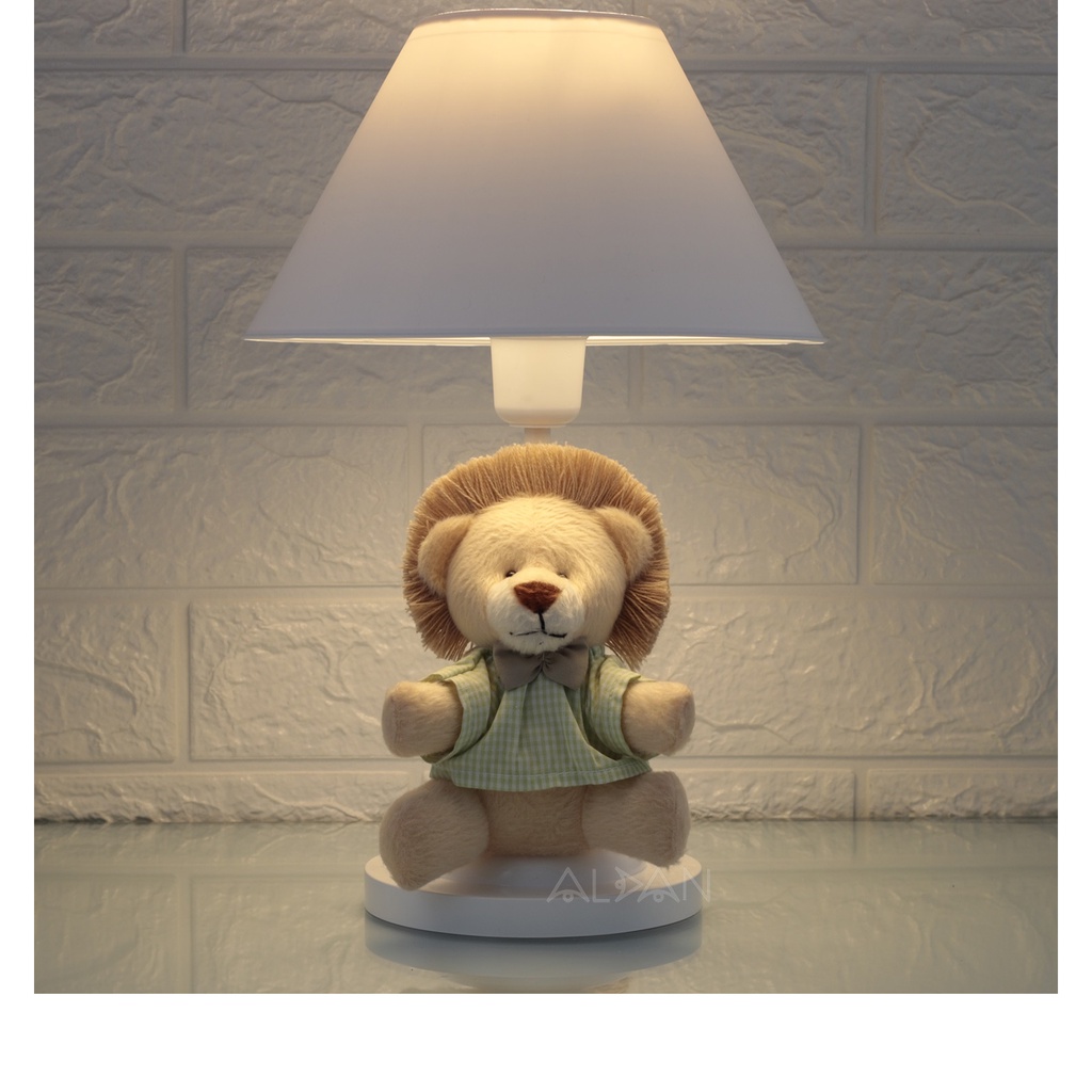 Abajur Infantil Luminaria Quarto Bebe Safari Leão Leãozinho Verde
