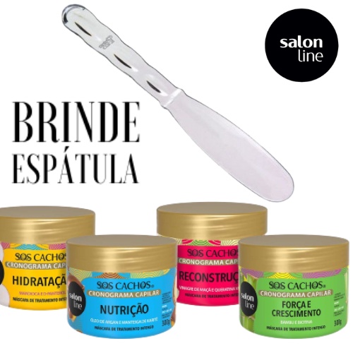 Salon Line Cronograma Capilar Sos Cachos Nutricao Hidratacao Reconstrucao Forca E Crescimento 4x300g Espatula Luxo 5pecas Shopee Brasil