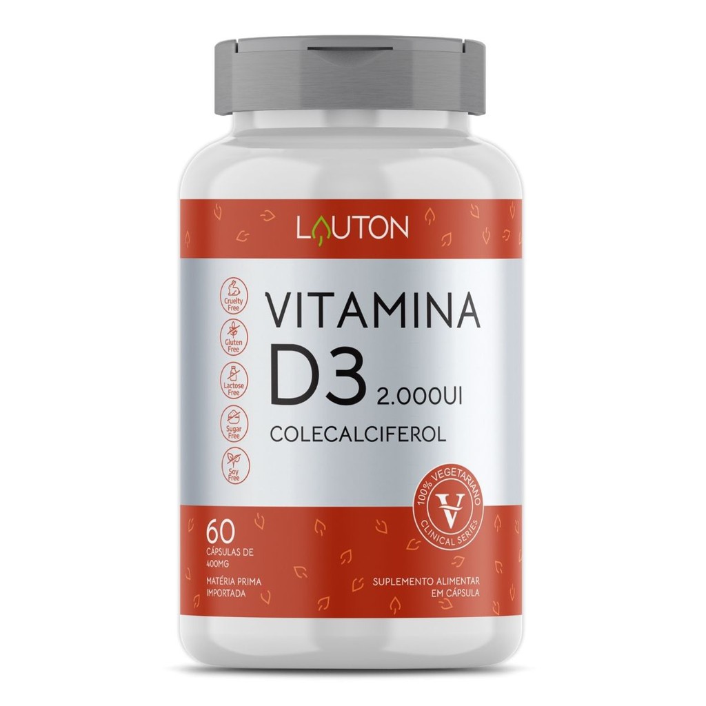Vitamina D3 Colecalciferol 2000 Ui com 60 Capsulas Lauton - Health