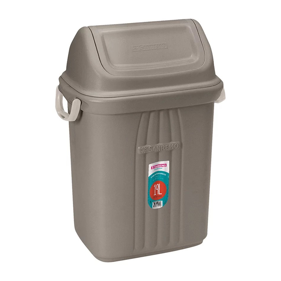 Lixeira Para Lixo 19 Litros Cesto Com Tampa Basculante Para Casa — imagem 2 de 2