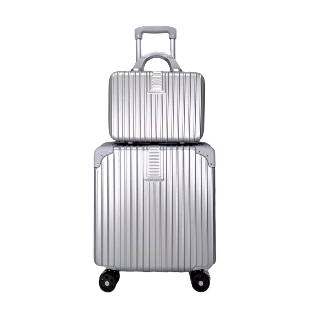 Kit Mala de Viagem Bordo Em Abs Com Cadeado e Rodinhas 360º Cinza