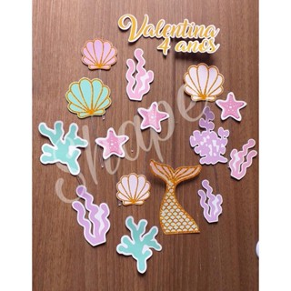 Topper de Bolo Personalizado Sereia Cute Topo - Caketopper em Oferta na Shopee