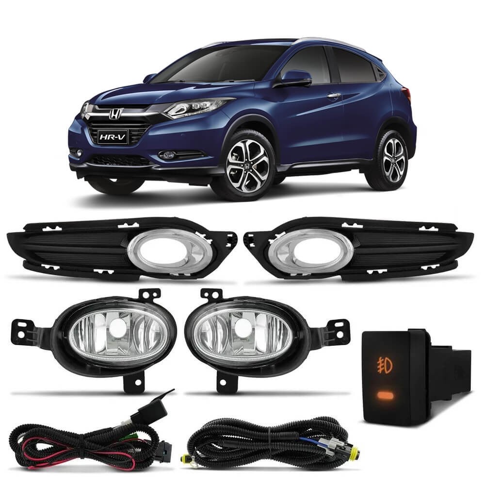 Kit farol auxiliar Milha Hrv 2015 a 2018 Moldura Cromada Bmo SL-111810CR