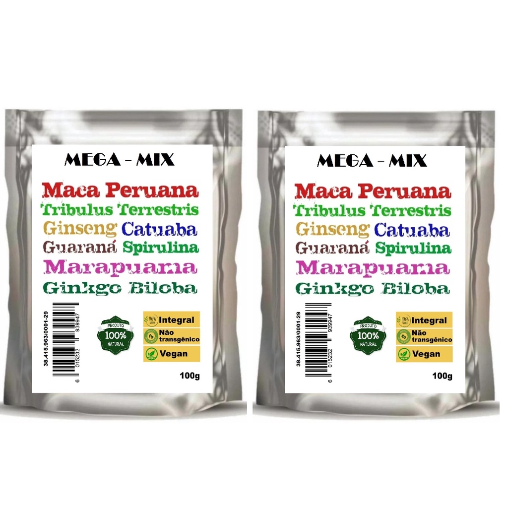 Maca Peruana+marapuama+catuaba+ginseng+ginkgo Biloba+guaraná+spirulina