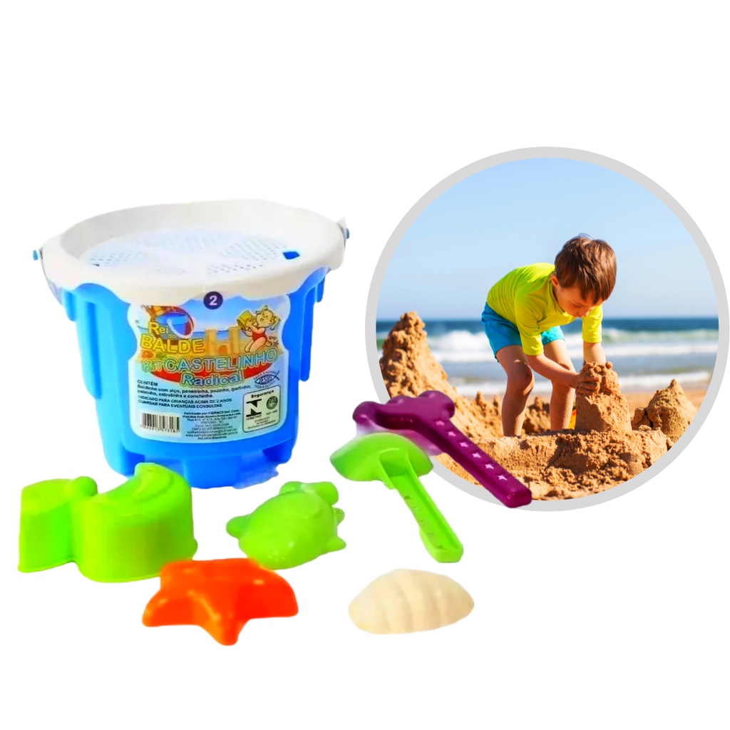 Kit Baldinho de Areia de Praia Infantil 07 Peças para Castelinho para ...
