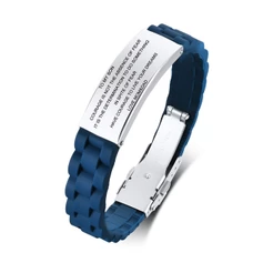 Vnox Gravado Personalizado De Aço Inoxidável Dos Homens De Borracha Azul Pulseira De Silicone Tamanho Ajustável