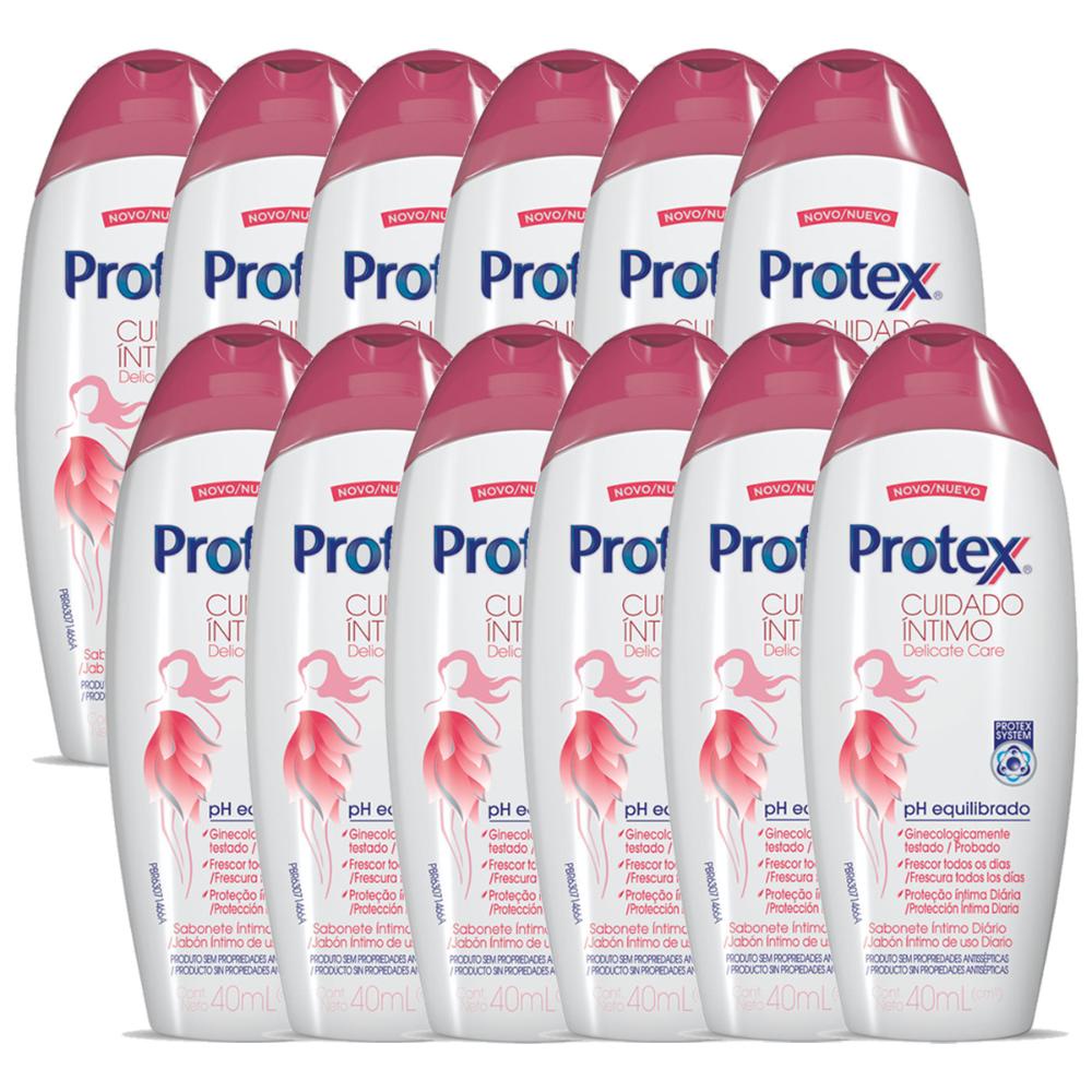 Kit Sabonete Íntimo Líquido Protex Delicate Care 40ml com 12 unidades em Oferta na Shopee