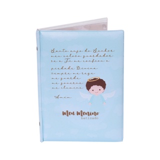 Álbum Fotográfico 15x21 para 40 Fotos BATISMO AZUL Santo Anjo Batizado Menino em Oferta na Shopee