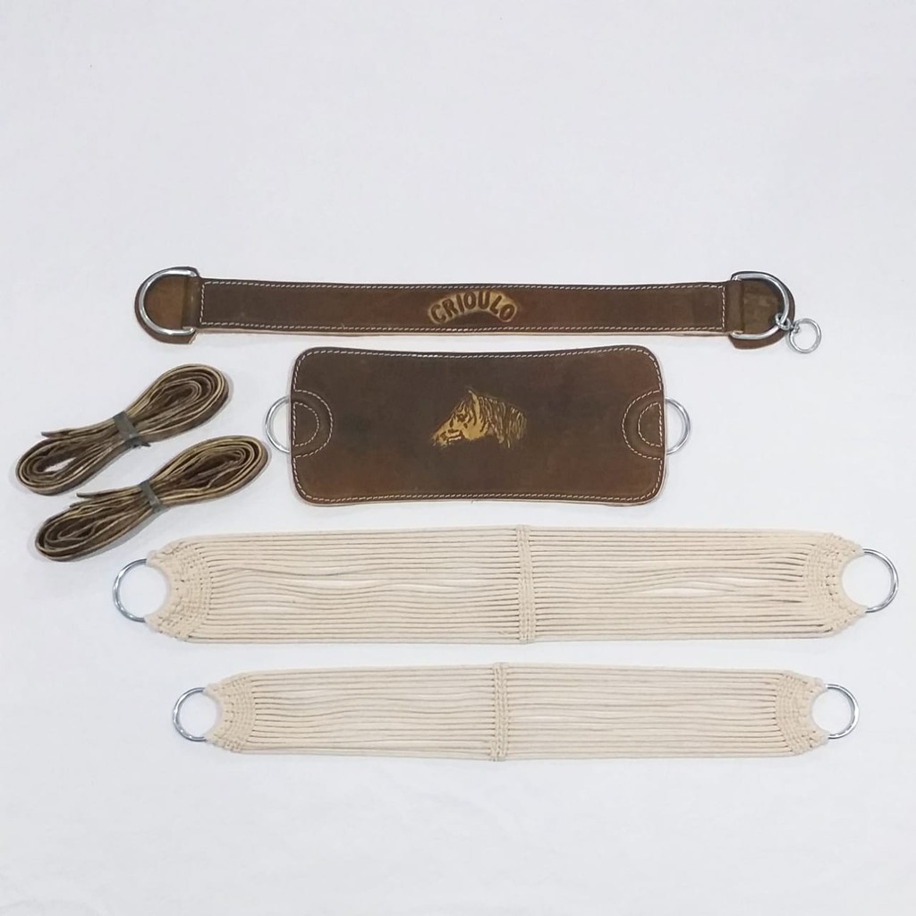 Kit Chinchador Travessão Completo 100%couro Cavalo Crioulo