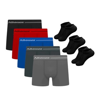Kit 12 Cuecas Boxer Microfibra Sem Costura +9 Pares de Meias