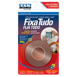 Fita Dupla Face Fixa Tudo 19mmx2m Tek Bond (uso externo e interno)