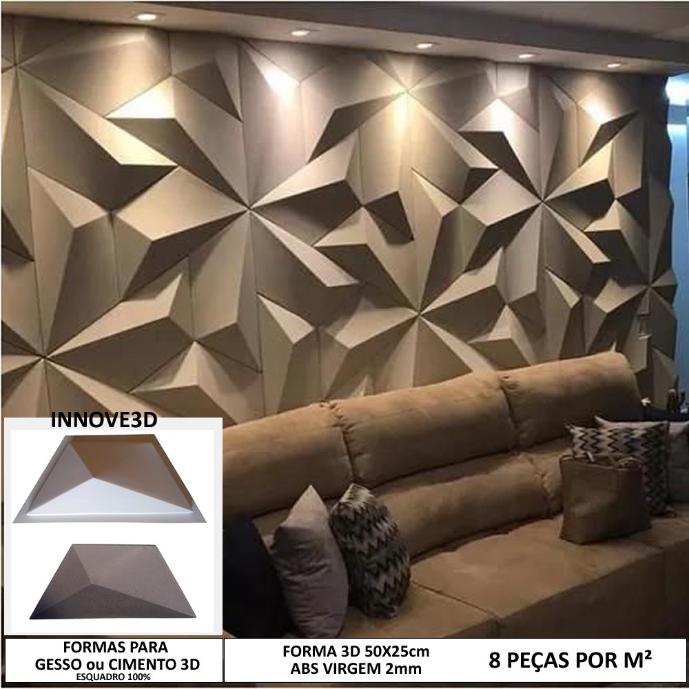 Forma 3d Trapezio Média 50X25cm ABS 2mm Molde Para Gesso ou Cimenticio 3d
