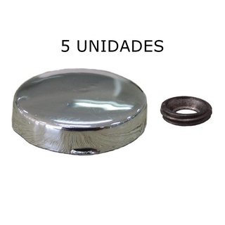Acabamento para parafusos cabeça chata tampa tampinha botão rosca cromado - Kit com 5 peças