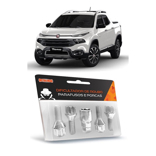 Kit Jogo Parafuso Antifurto Trava de Roda Fiat Toro Todos Modelos