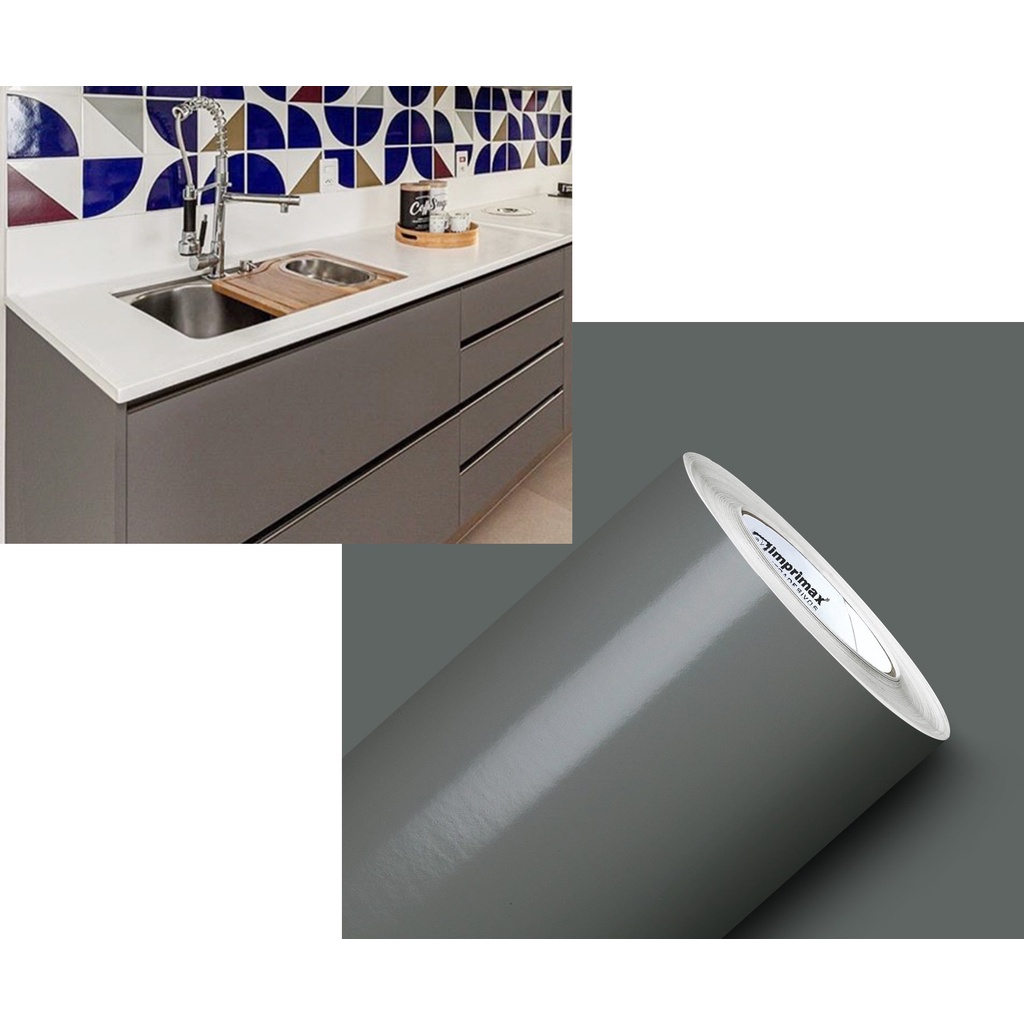 Vinil adesivo contact lavável  2Mx50cm Cinza Escuro