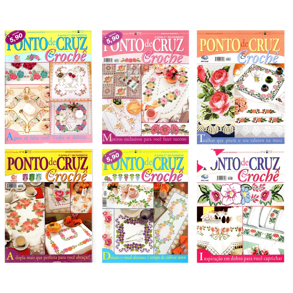 Kit 4 Revistas Ponto De Cruz & Crochê Ed. Central  Lote 3