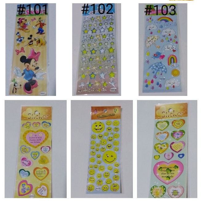 Adesivos infantil personagens/ Cartela unidade