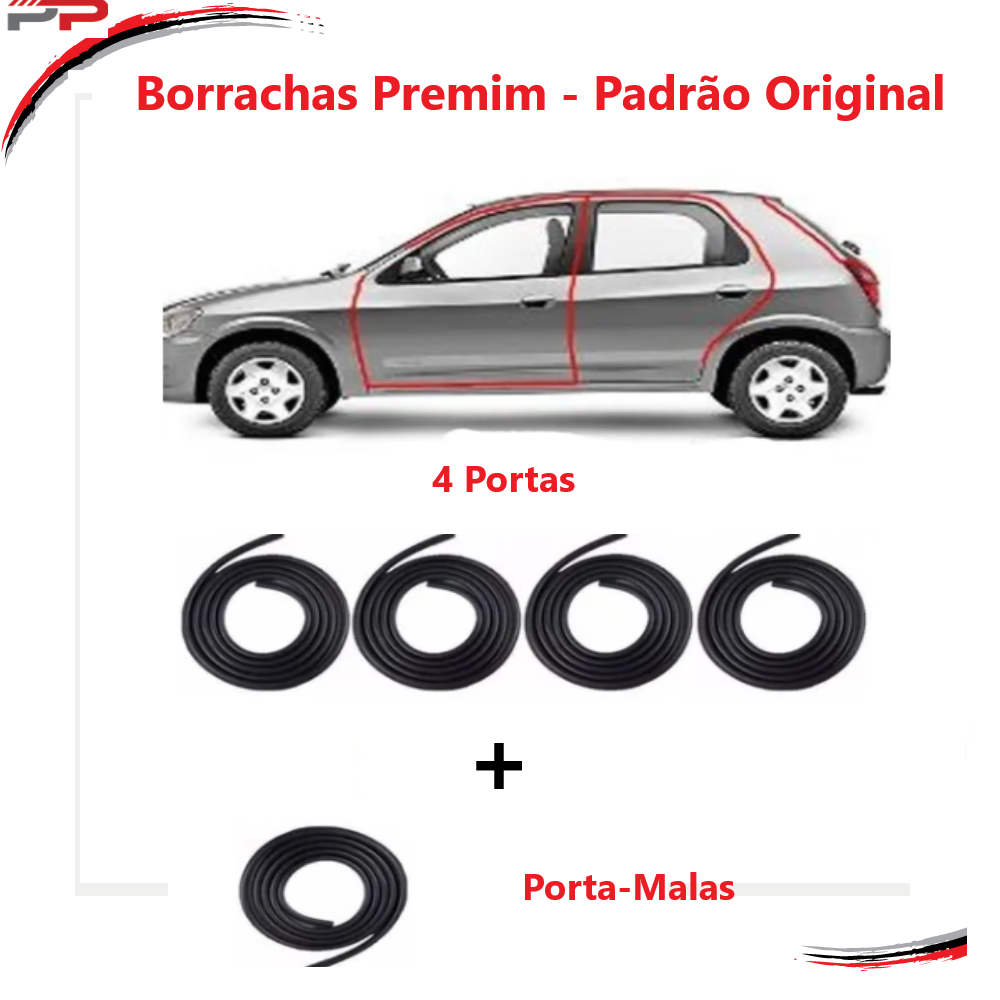 Kit Borracha Porta E Porta-Malas Corsa Celta Prisma 4 Portas em Oferta na Shopee